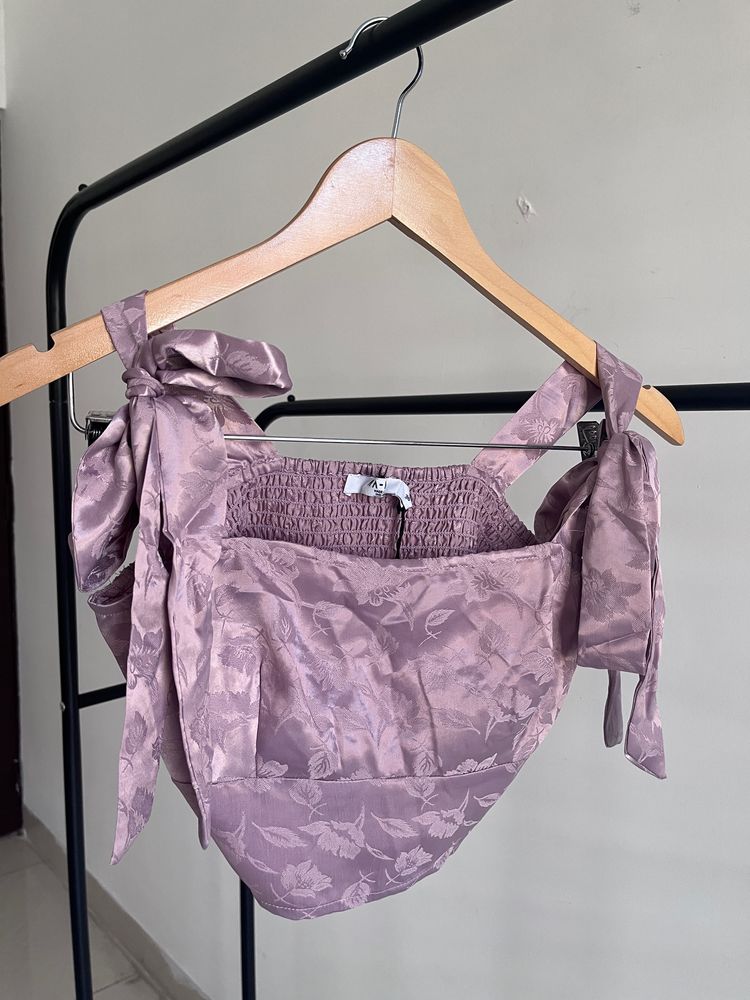 Mauve Cup Detail Satin Top