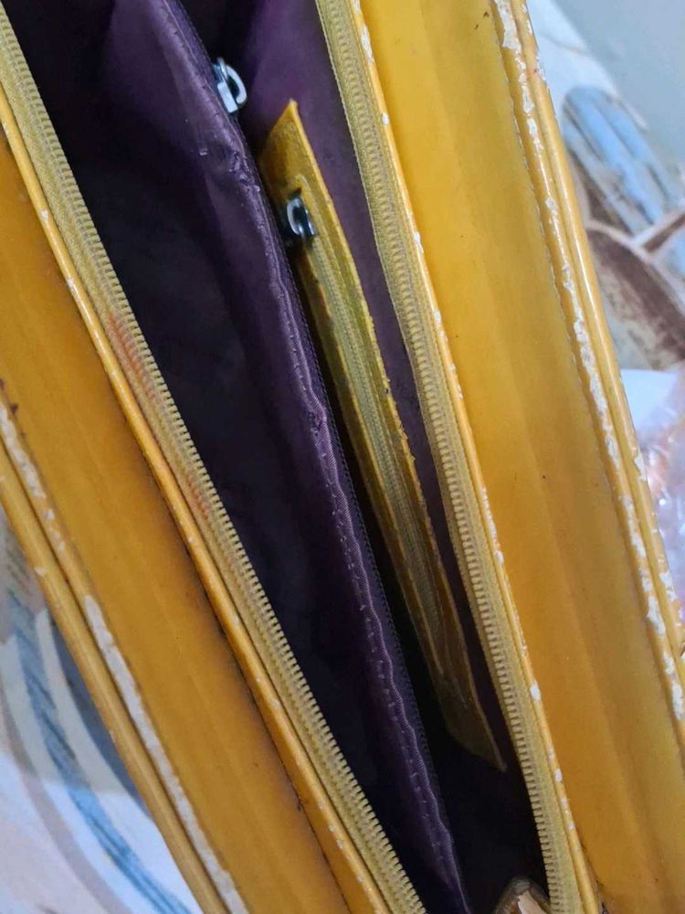 Yellow Handbag with Pockets