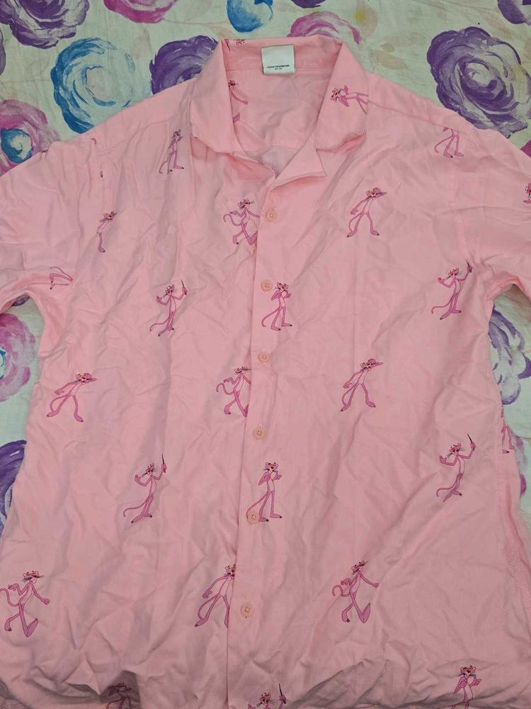 Pink Panther Half Sleeve Over Sized Shirt