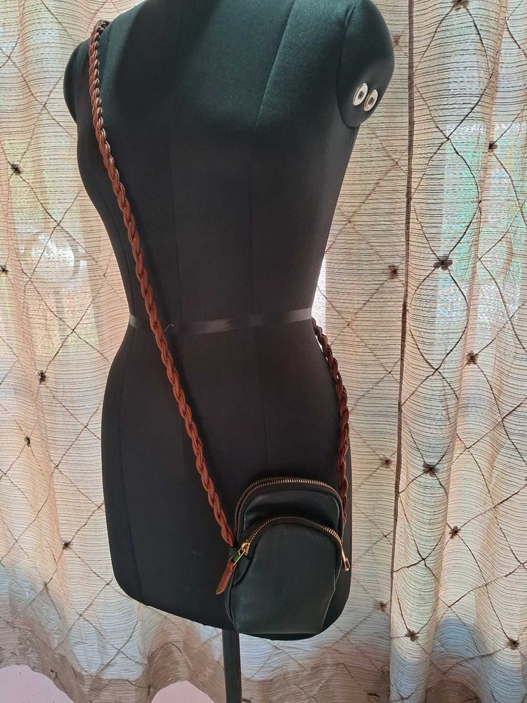 Black Leather Sling Bag