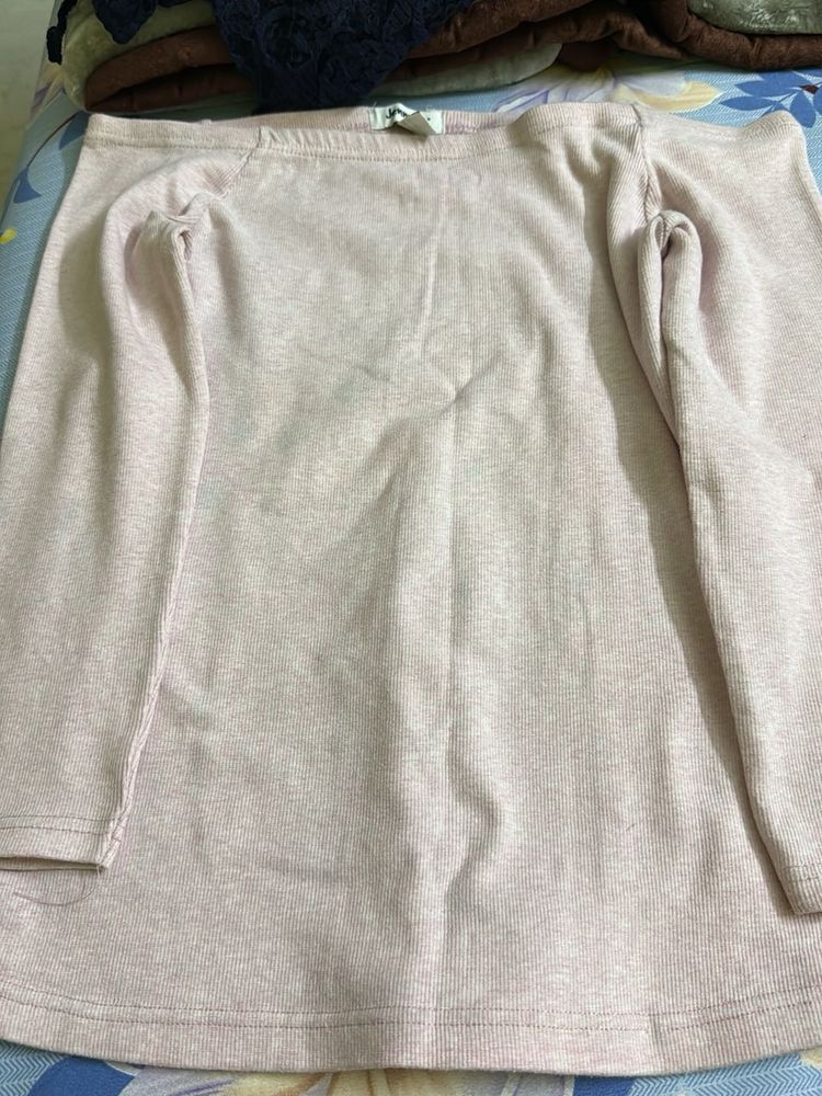 Light Pink Off shoulder Winter Top