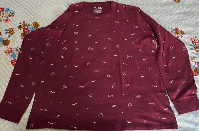 Maroon Harry Potter print Long Sleeve T-sh