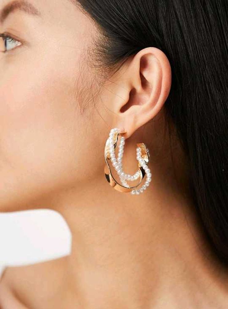 Max Pearl Hoop Earrings