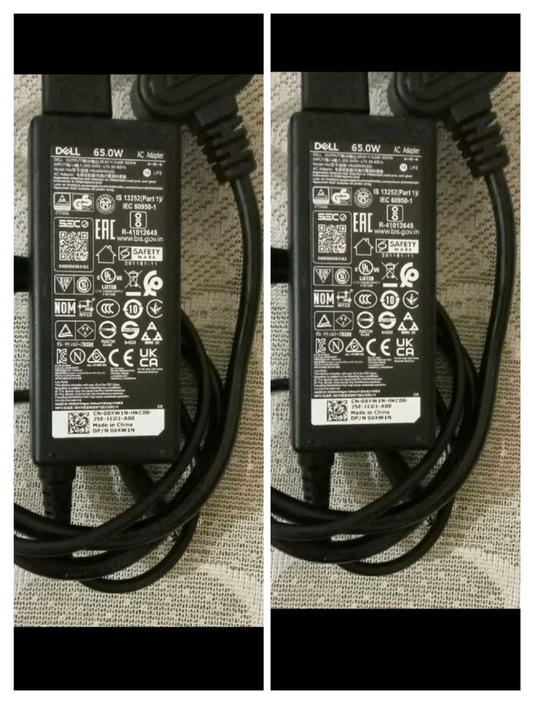 2 DELL LAPTOP CHARGER NEW AND ORIGINAL 65 WATT