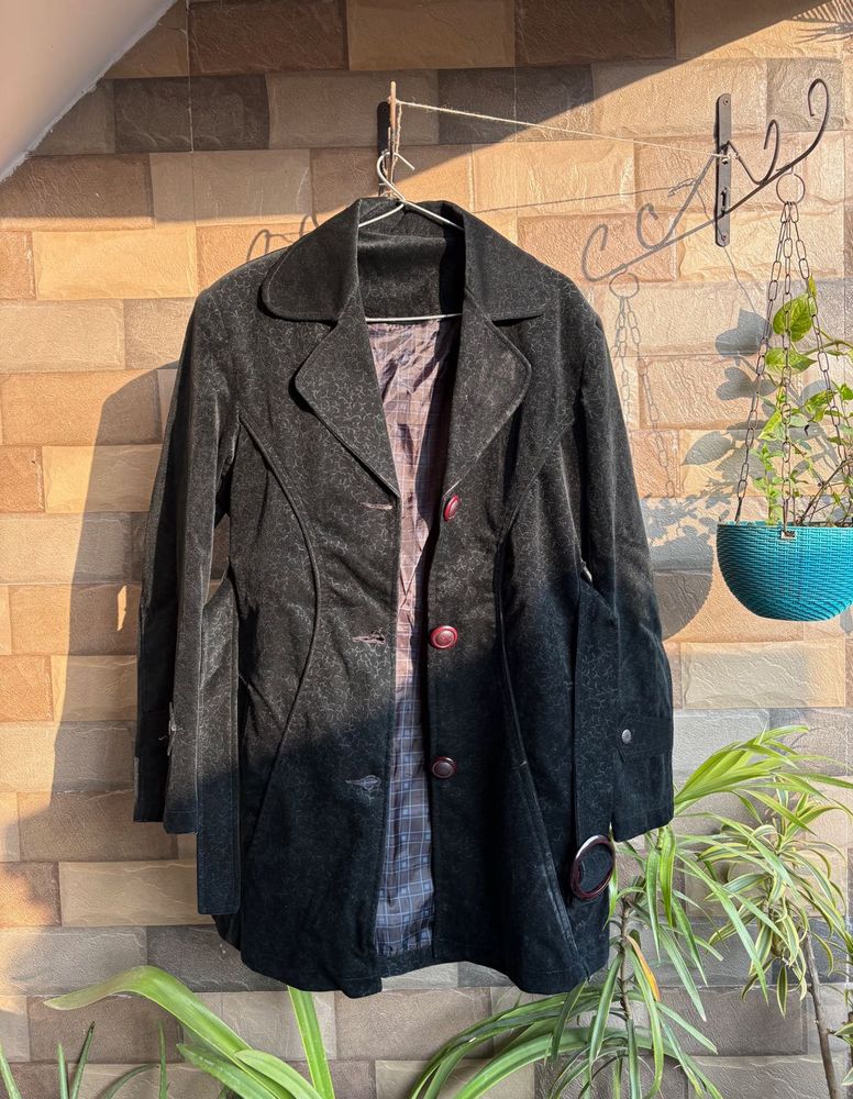 Elegant Black Velvet Coat