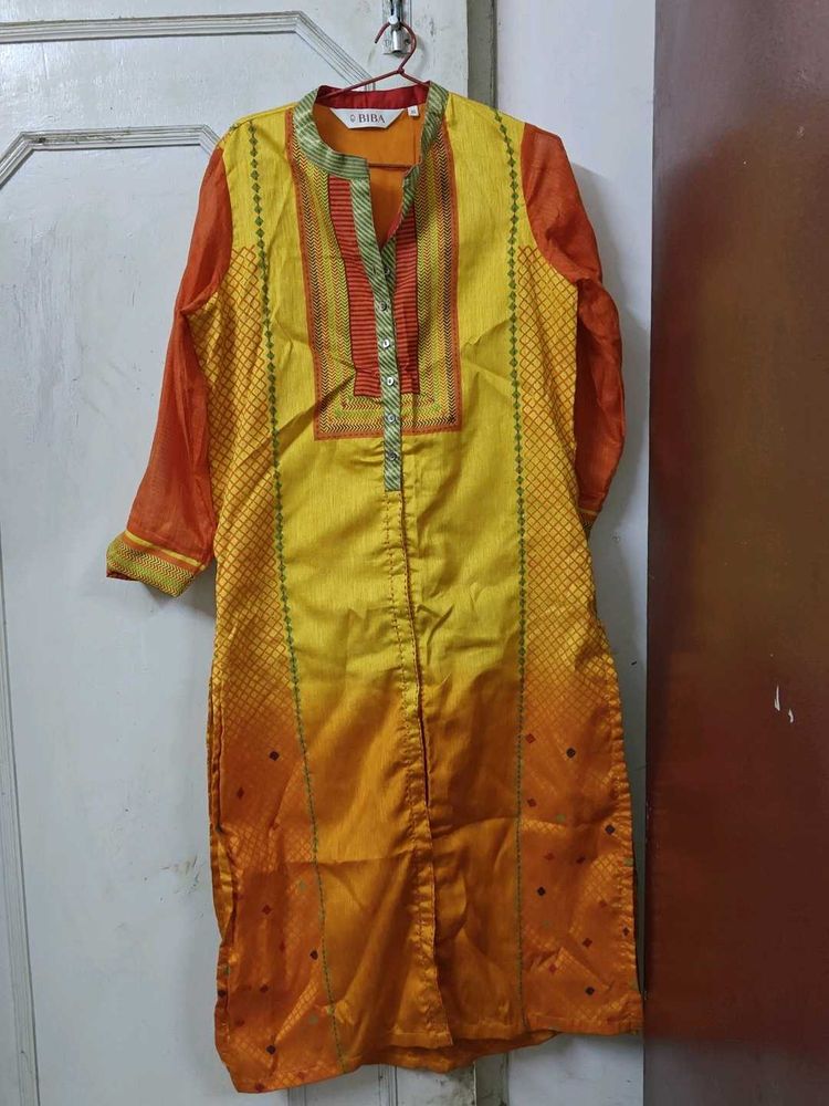 Biba Yellow Orange Festive Kurta_ Brand New