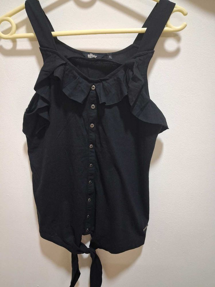 Black Ruffle Tank Top