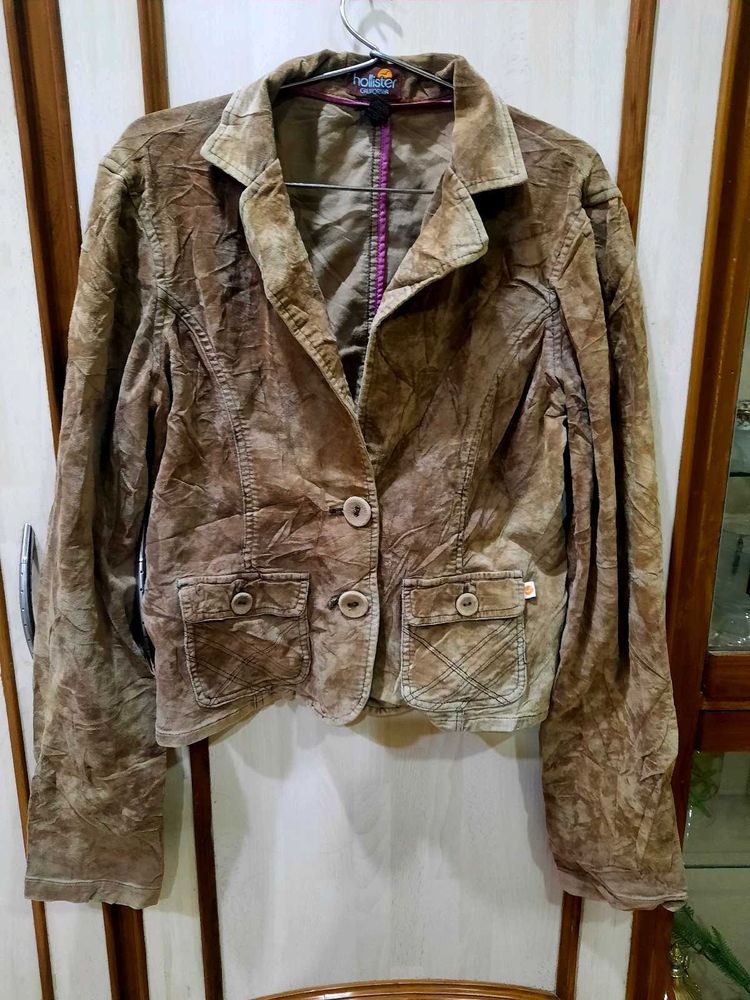 Brown Corduroy Cropped Jacket