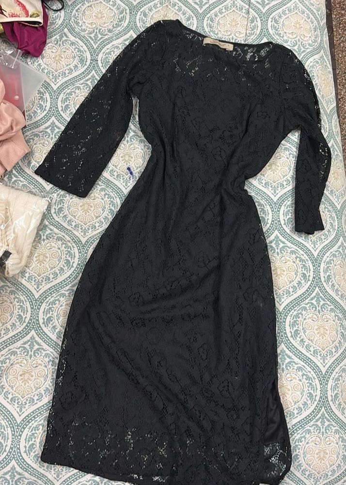 Black Lace Midi Dress