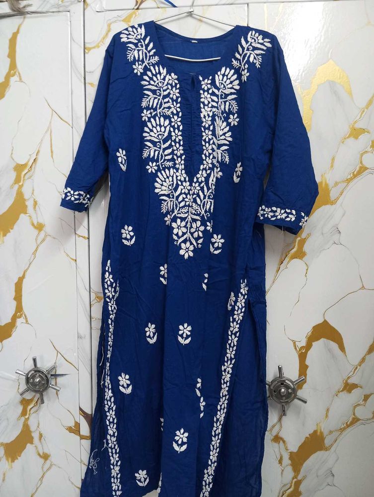 Blue Embroidered Kurti