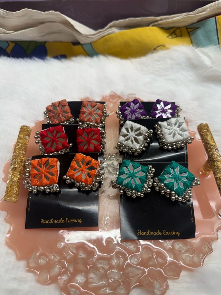 Handmade Embroidered Earrings