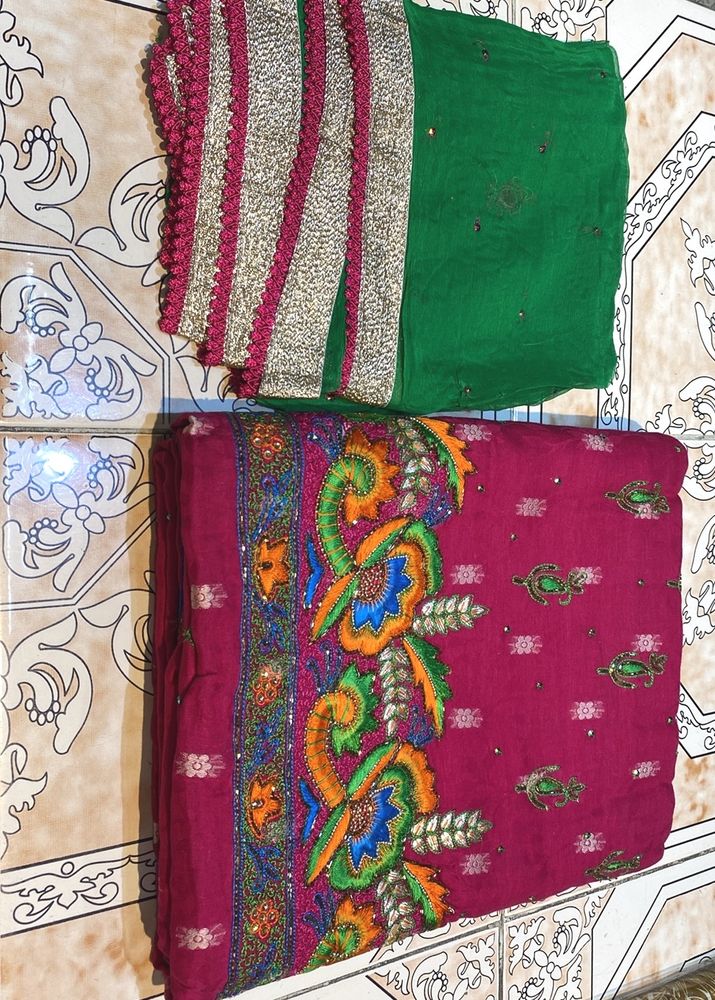 Punjabi Look Beautiful Duppta 4 Side Lace Lightly
