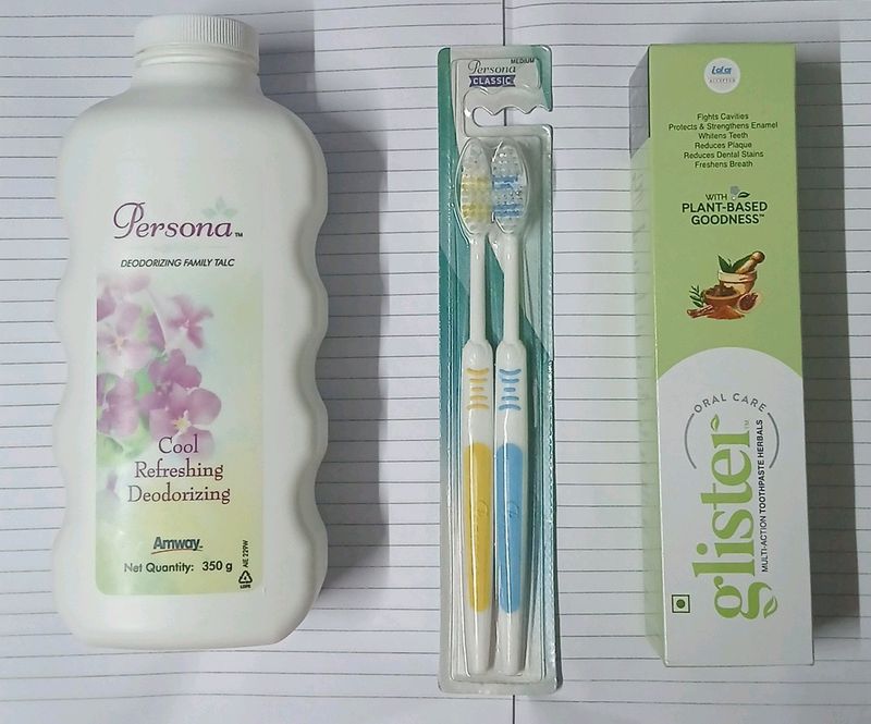 Amway Tooth Brush, Toothpaste &amp; Talcum Powder