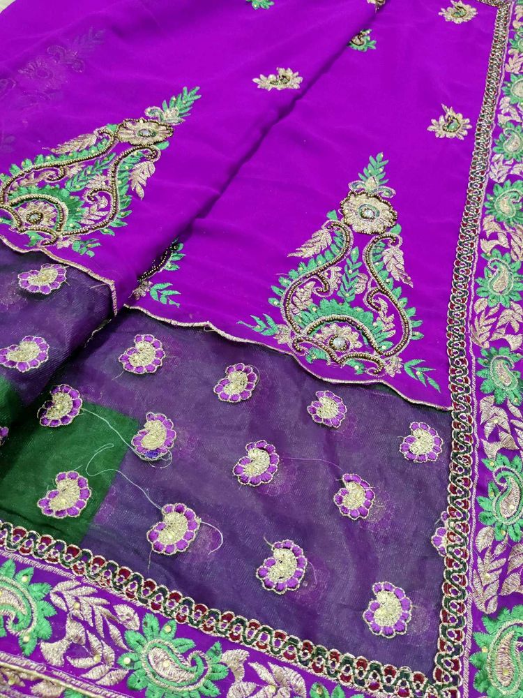 Purple Saree with Embroidery