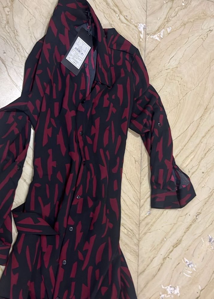 Patterned Shirt Dress