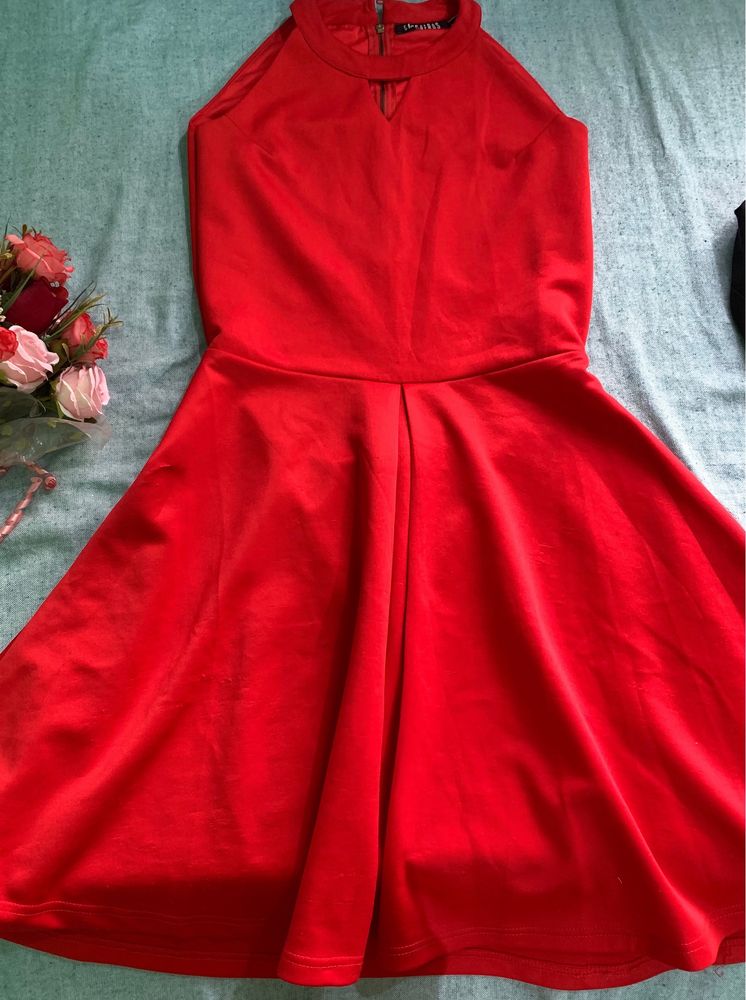 Red Back Cut Out Dress