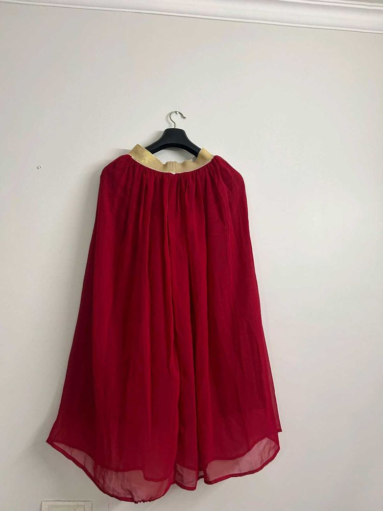 Red Long Skirt with Gold Waistband🌟