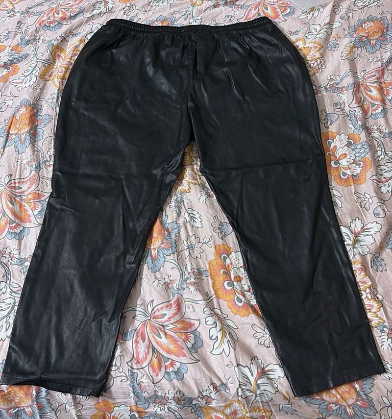 Stylish Black Faux Leather Joggers