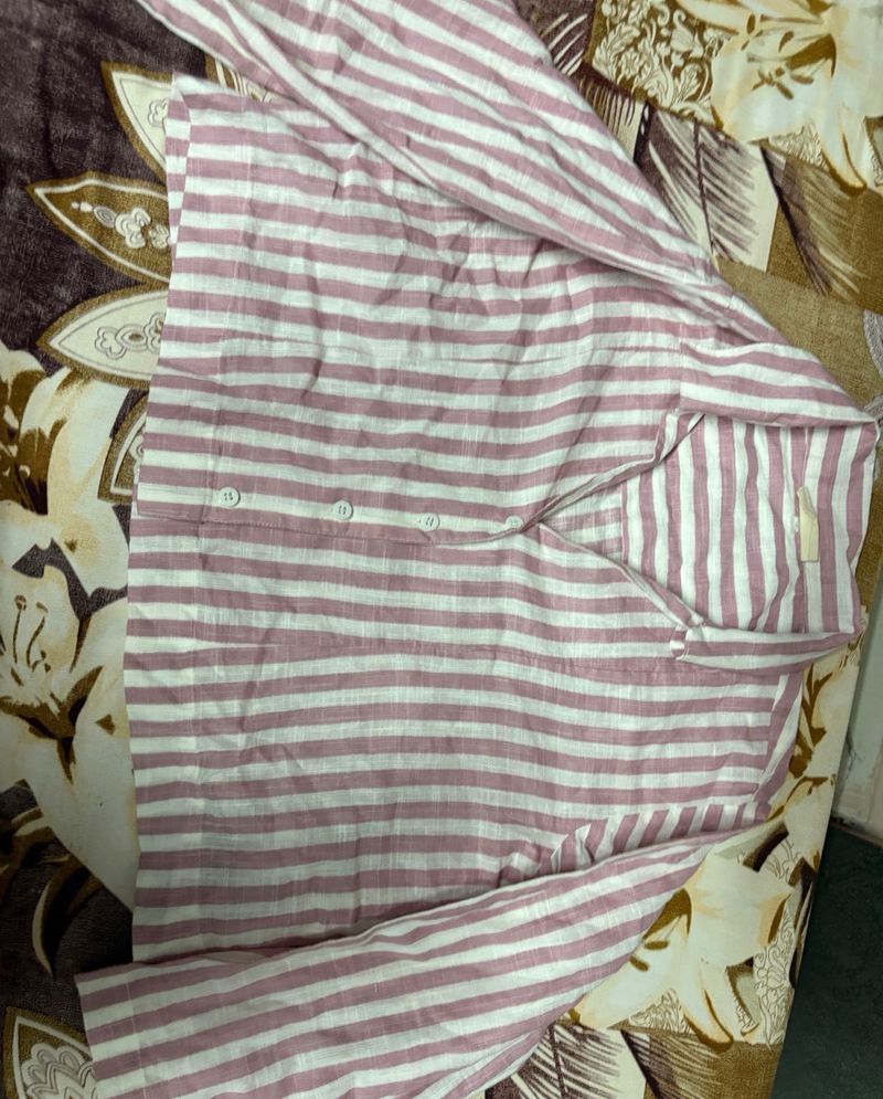 Crop Stripped Pink And White Shirt