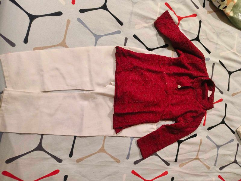 Boys Red Kurta Set
