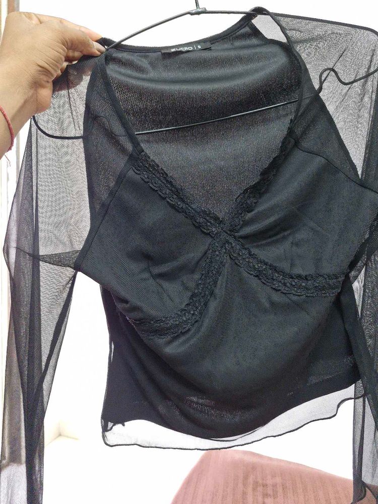 Sheer Black Long Sleeve Top