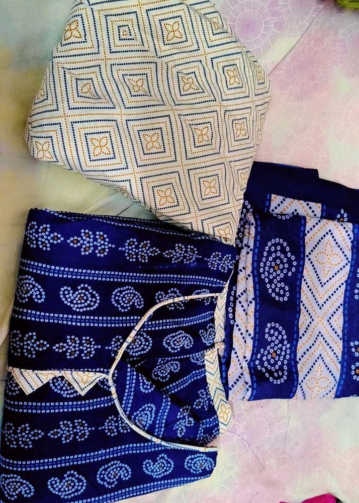 Blue &amp; White Printed Pajama Set