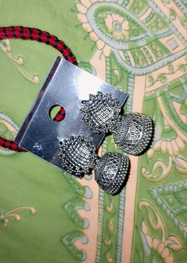 Silver Jhumka Earrings
