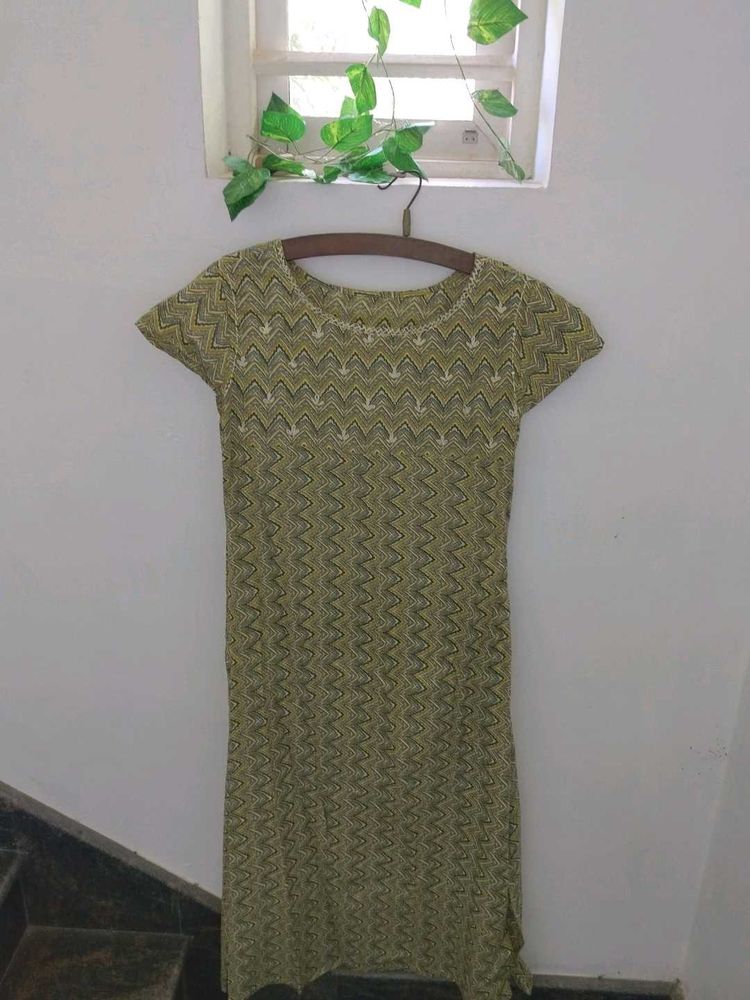 Green Knit Midi Dress
