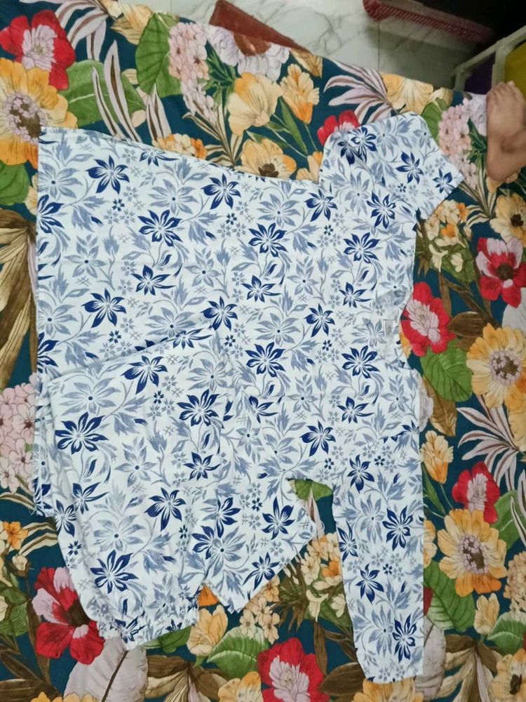 Floral Print Pure Cotton Night Set