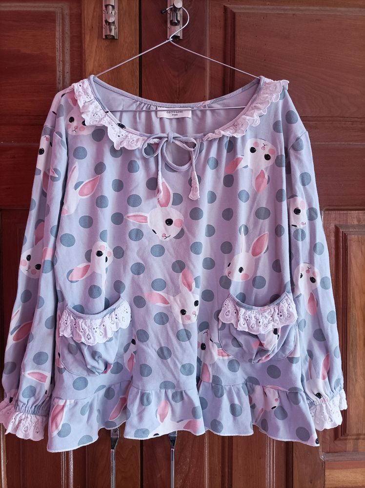 Cute Rabbit Print Top