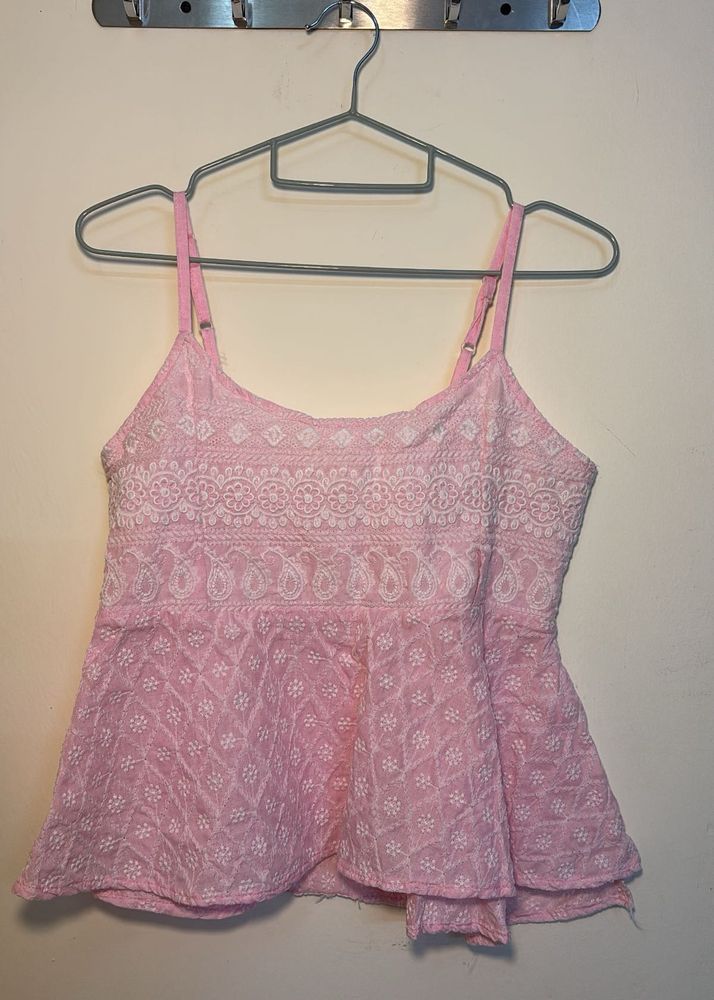 Pink Peplum Tank Top