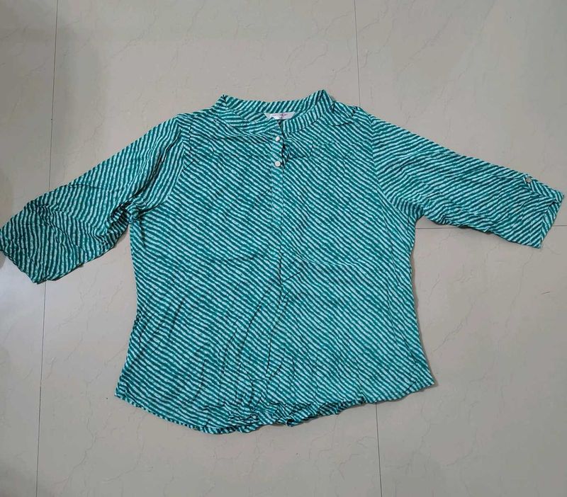 Striped Green Tunic Top