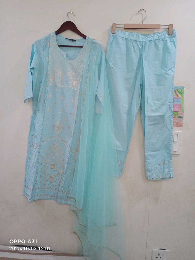 new sangria brand Light Blue Kurta Set