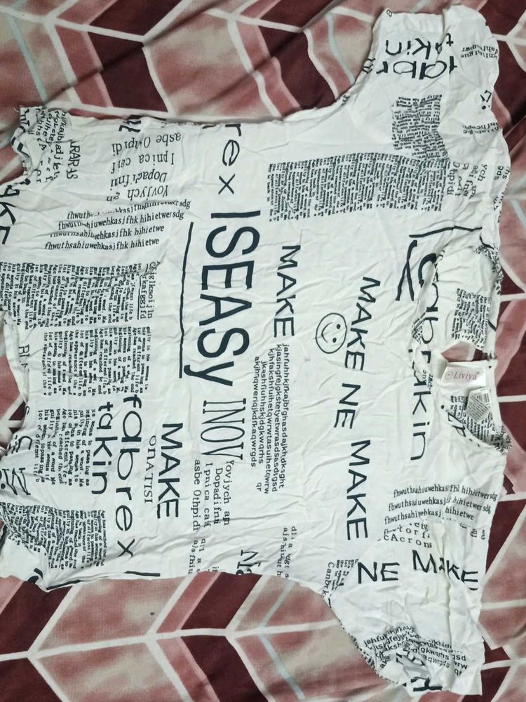 Printed White Casual Top