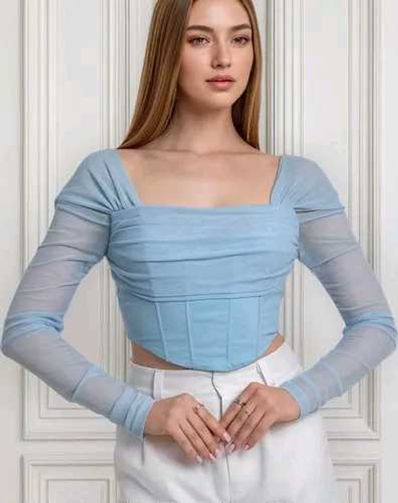 Blue Mesh Corset Top
