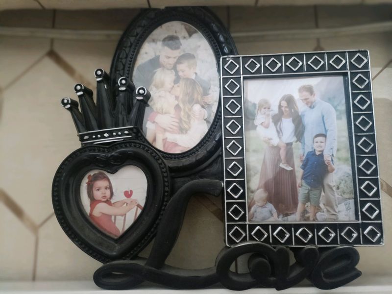 Black Or White Multi Triple Aperture Photo Frame With Love
