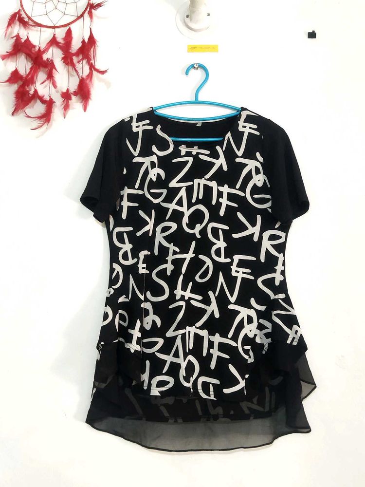Black &amp; White Print Top