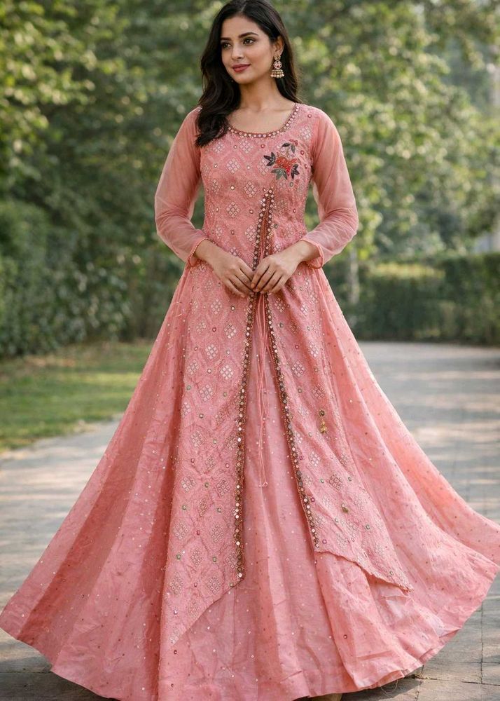 Elegant Pink Embroidered Anarkali Kurta