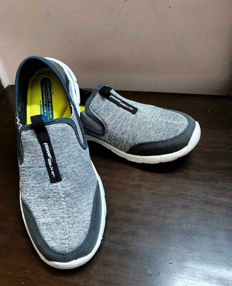 Power Men grey mesh walking sports slip-on shoes