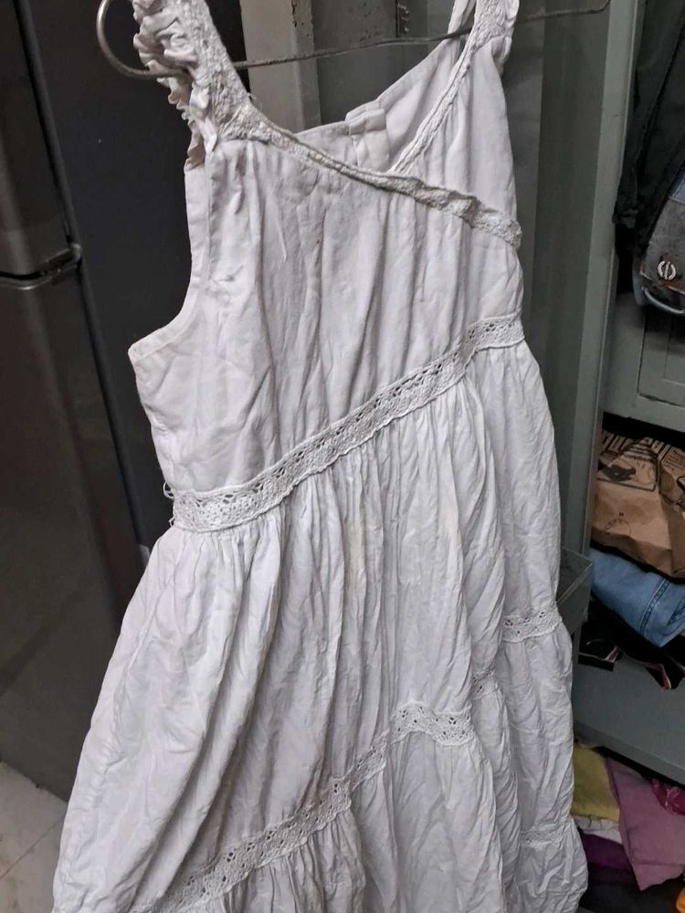 White Lace Trim Sundress