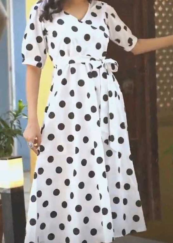Polka Dot Midi Korean Dress