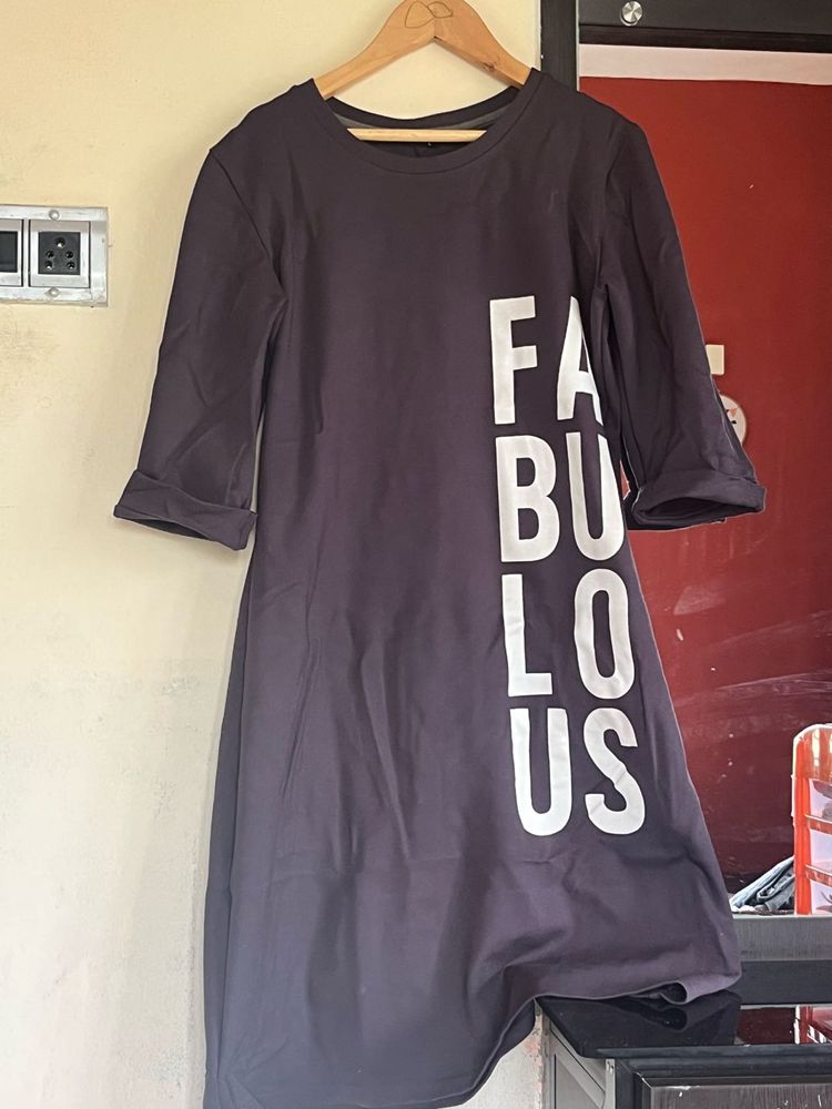 dark grey colour stretchable knee length top