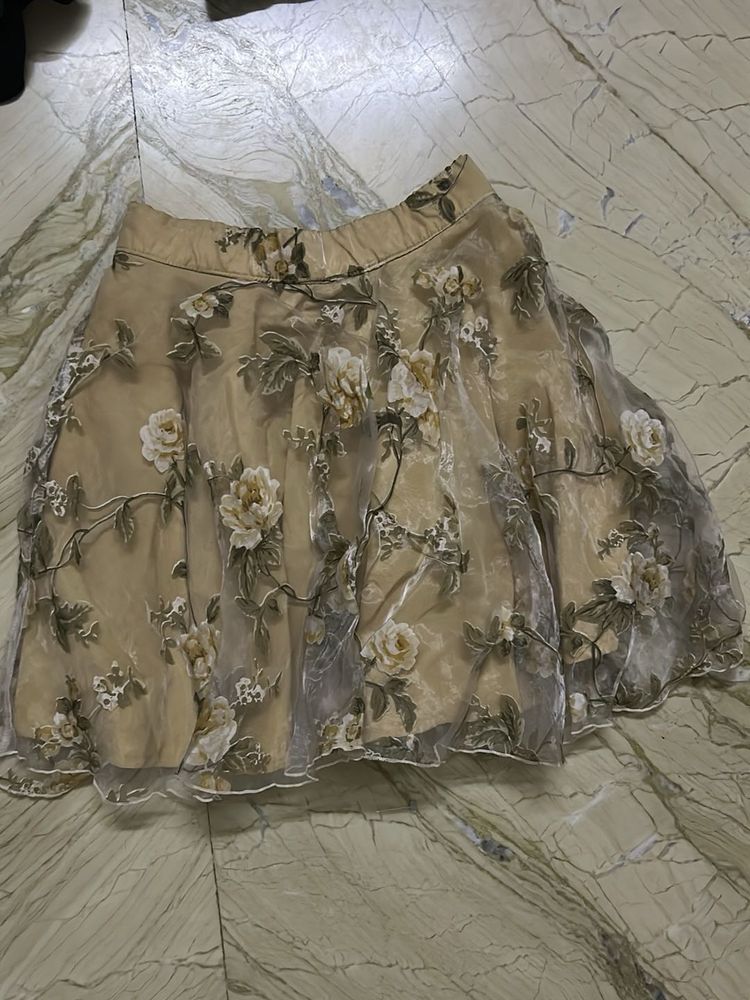 Floral Overlay Mini Skirt