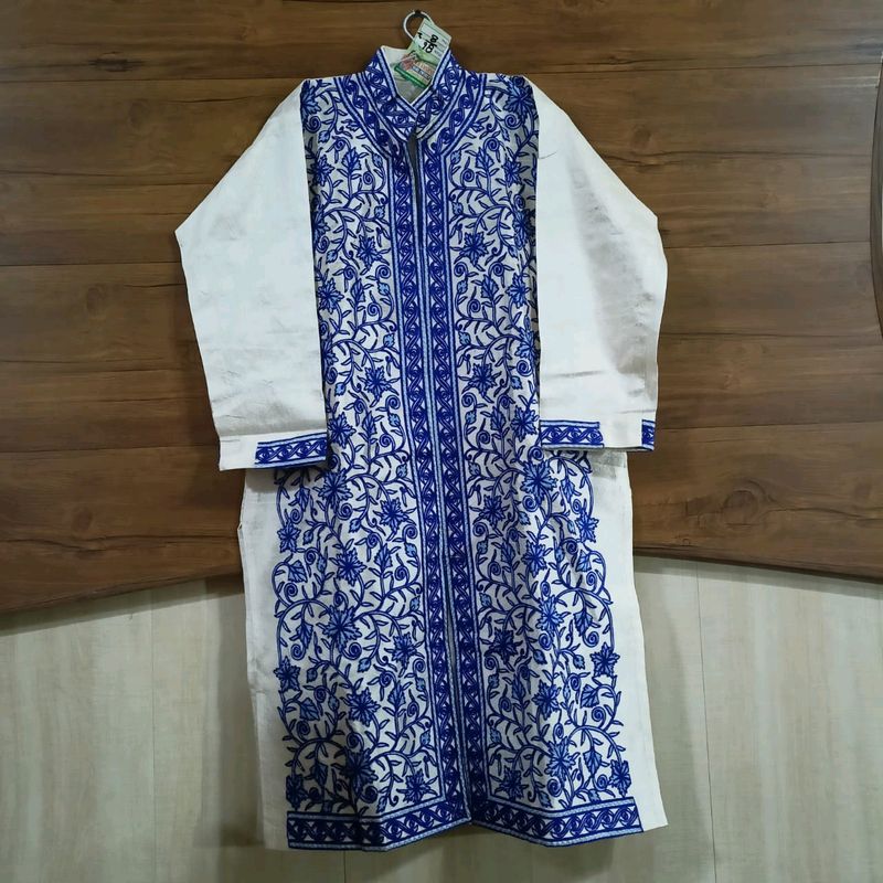 Women Blue Original Kashmiri Embroidery Kutra