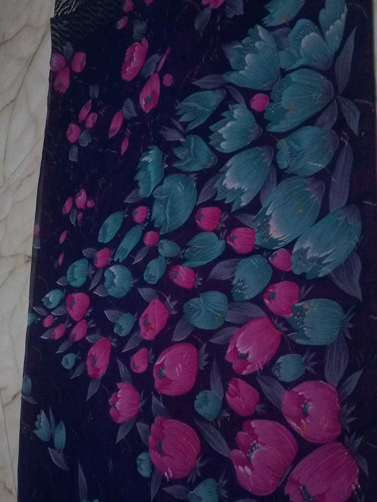 Purple And Nevi blue Colour Saree