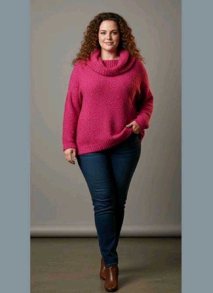 Hot Pink fluffy Roll Neck Jumper/Dress-FIXED PRICE