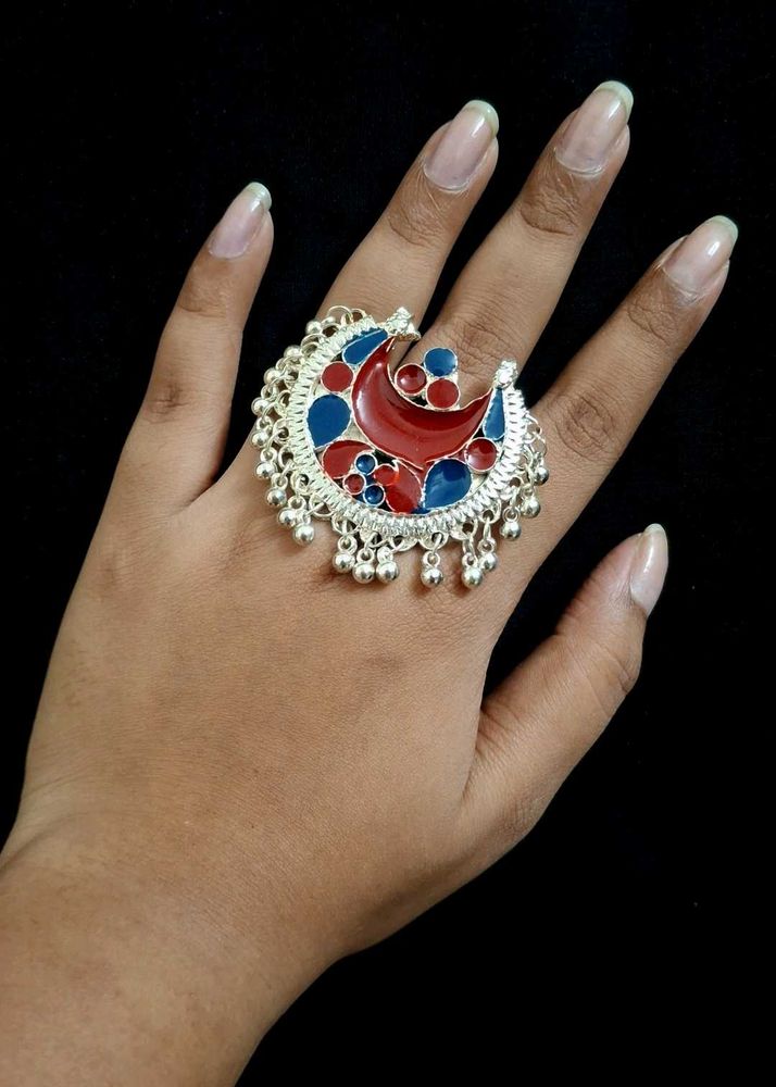 Minakari Silver Ring