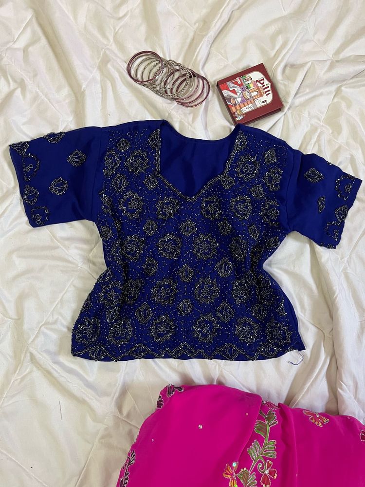y2k Blue beaded desi top