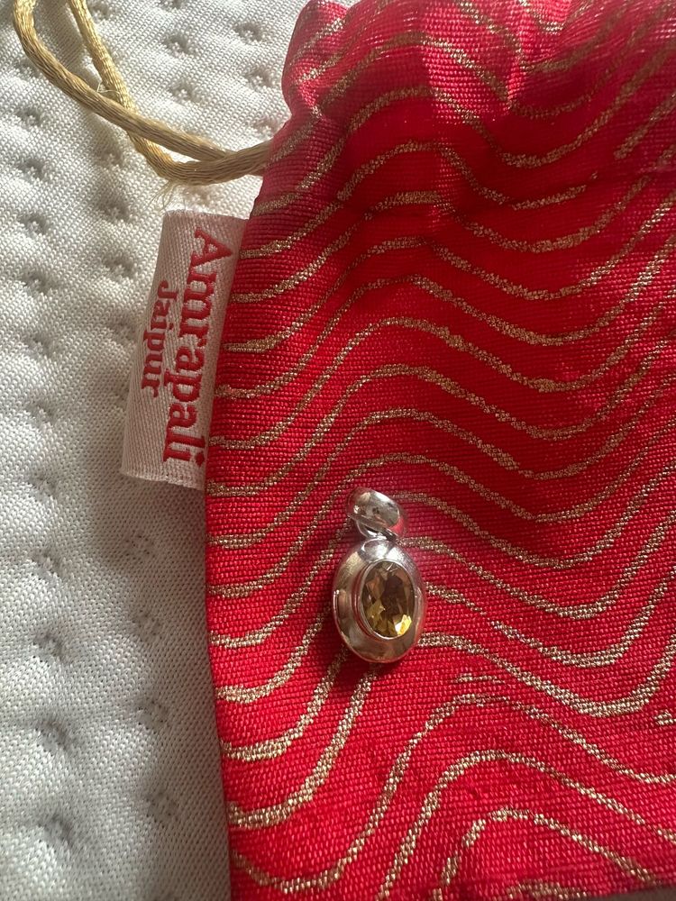 Sterling Silver Pendant With Yellow Sapphire