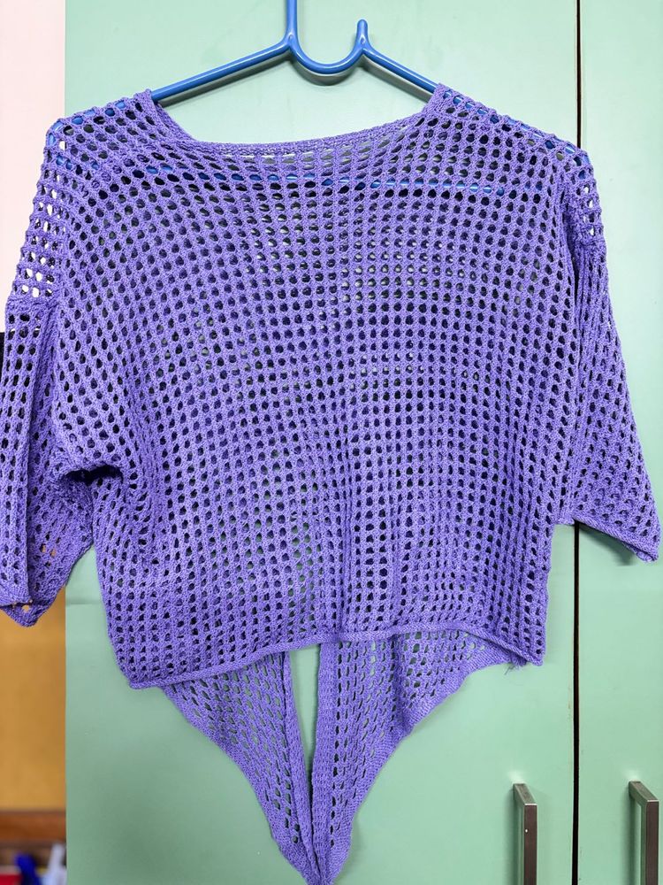 Crociet Pattern Purple Top